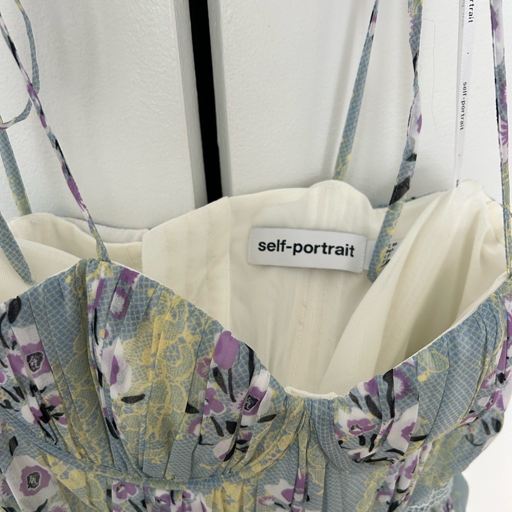 Self-Portrait Blue and Cream Floral Dress